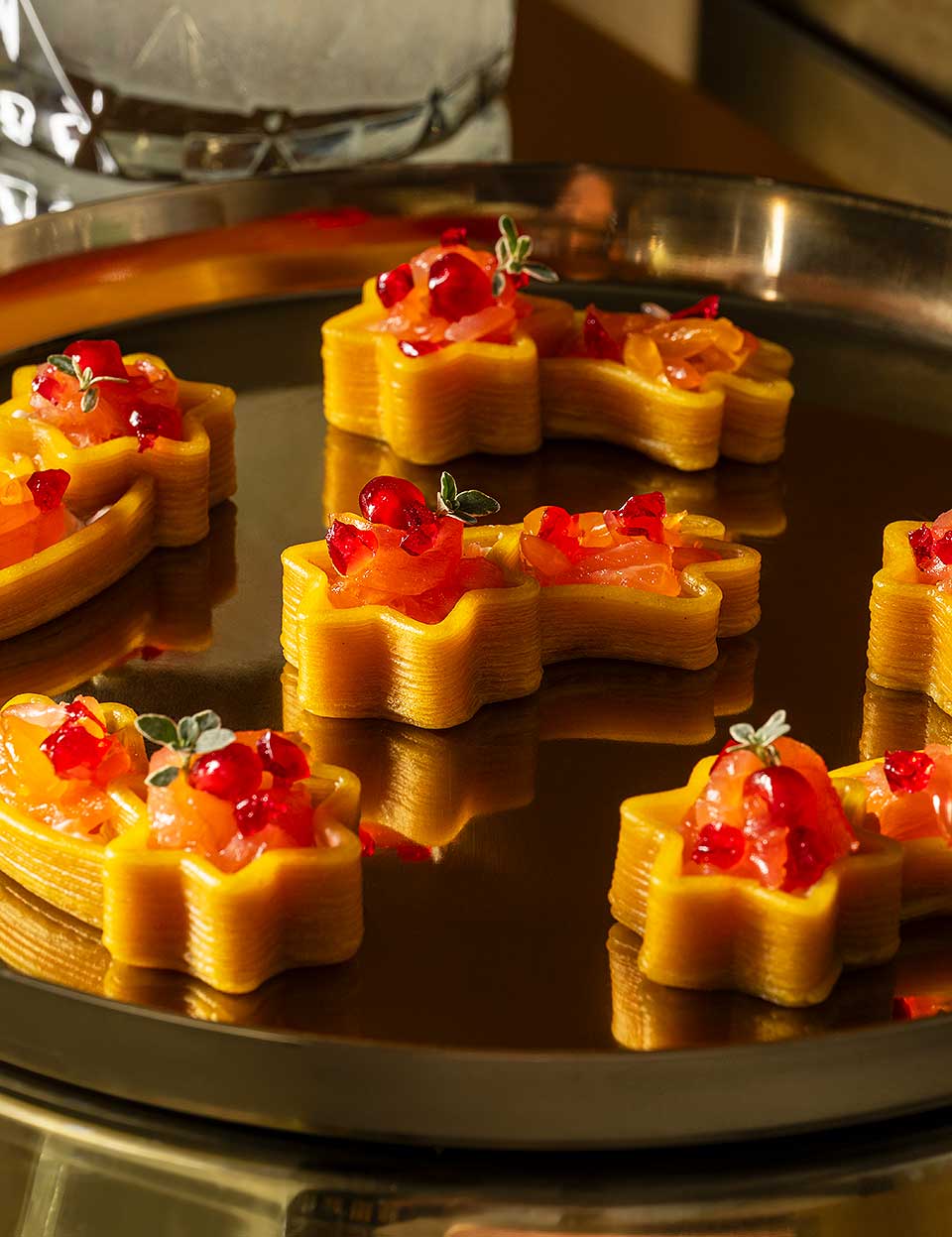 Cometa with smoked salmon, mascarpone cheese, orange and pomegranate
    
    
    
      &ndash; Artisia by Barilla
