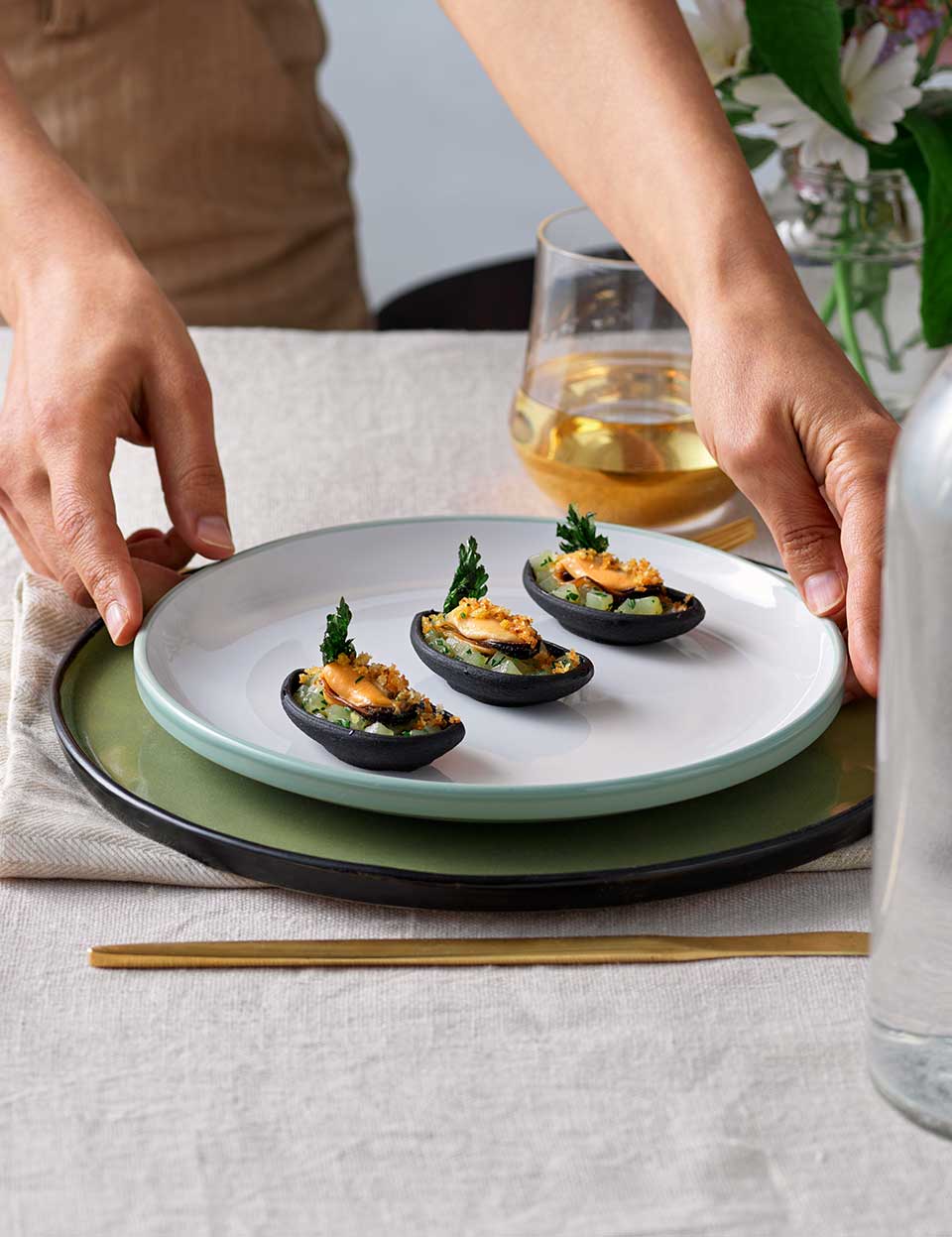 Aperitivo “patate e cozze” con Mussel